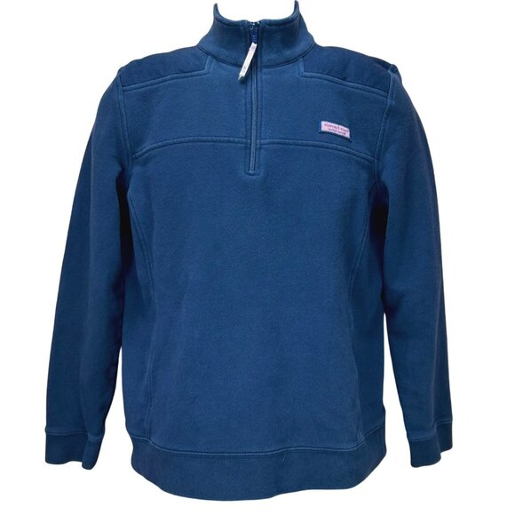 Vineyard Vines Mens Navy Cotton Quarter-Zip Pullover Jacket Medium - Picture 1 of 6